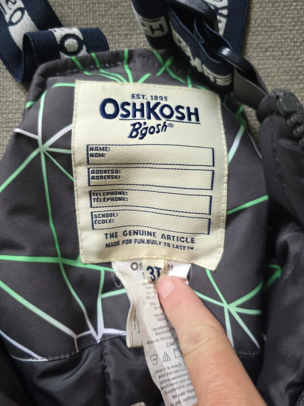 OshKosh B'gosh Dark Gray Kids Snow Overalls